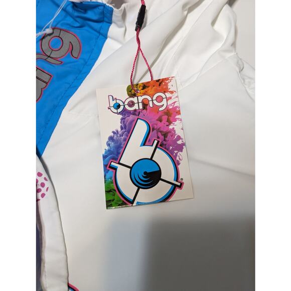 Bang Energy Windbreaker Reflective Rain jacket Hoodie Pullover Womens Small Neon - Picture 4 of 7